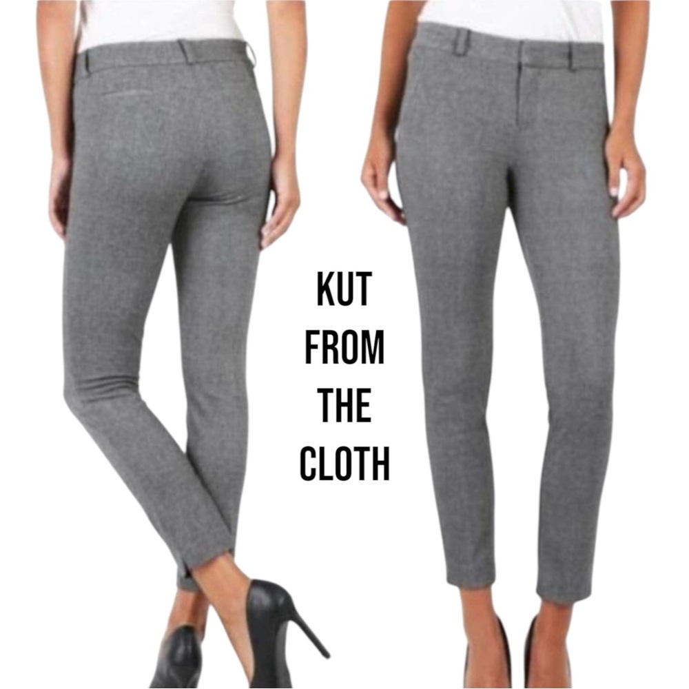 Kut From The Kloth GRAY TWEED TROUSER Straight Leg KATHERINE Sz 8P Petite Pants
